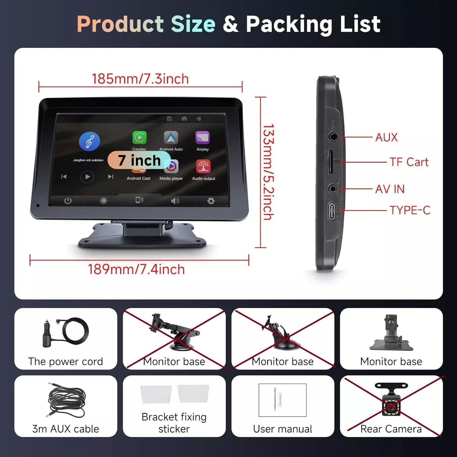 Autoradio Portatile Carplay Display per Auto, Schermo 7 Pollici IPS Touchscreen in Autoradio Zencoccostore - Formia, commercioVirtuoso.it