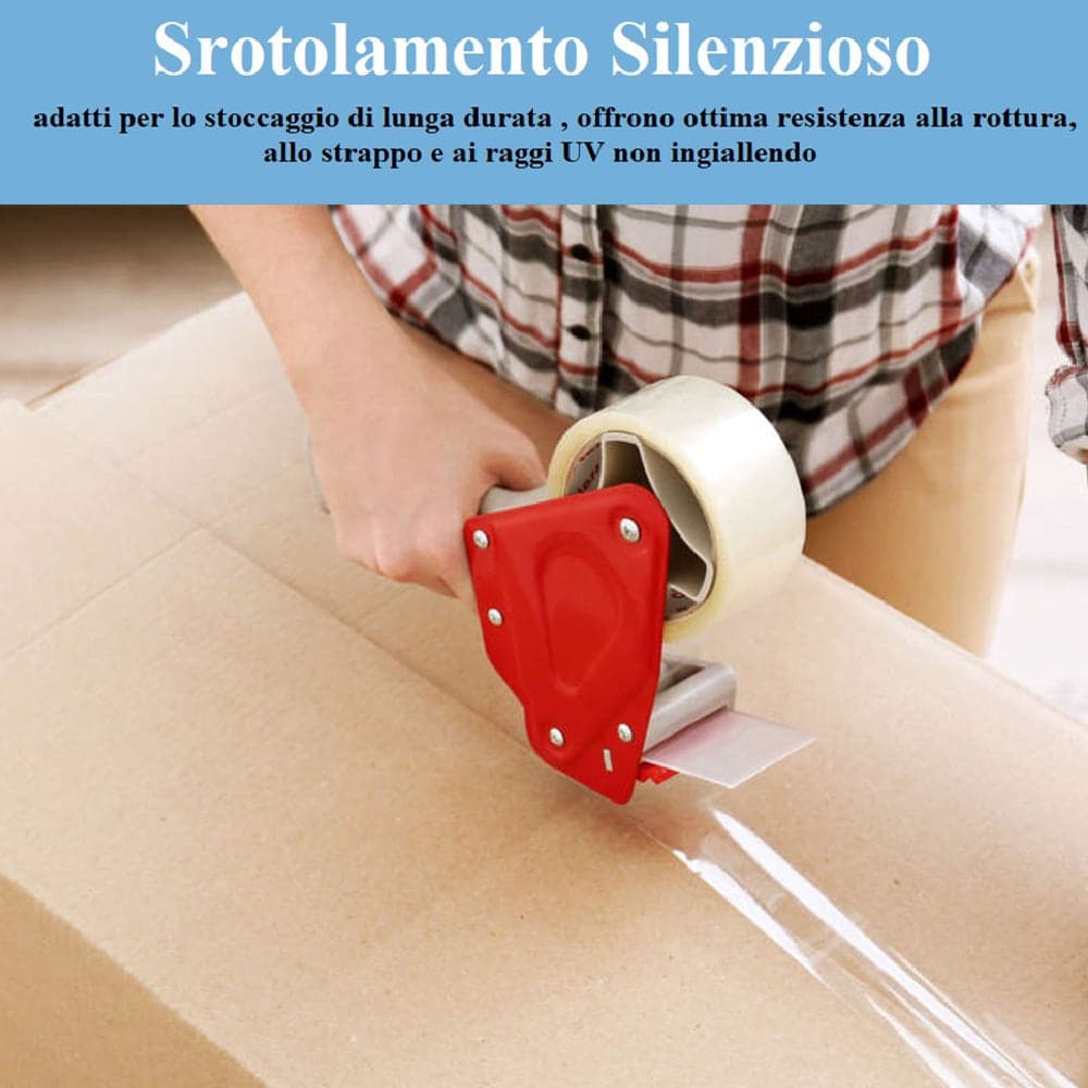 6 Rotoli di Nastro Trasparente 50mm x 132 Mt. Nastro per Imballaggi Resistente Silenzioso in Nastro da imballo Danyx - Casoria, commercioVirtuoso.it