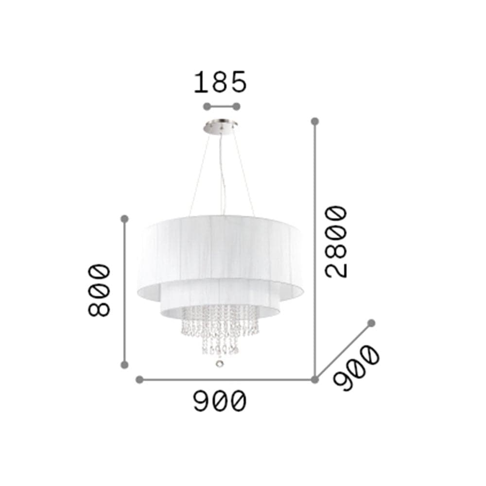 Lampadario Classico Opera Vetro,Tessuto,Cristalloistallo Bianco 10 Luci E27 in Lampade a sospensione LuceArt - Montecorvino Pugliano, commercioVirtuoso.it