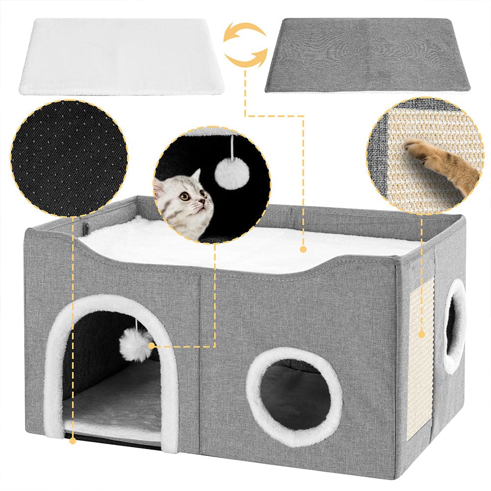 Cuccia per Gatti con Doppio Ingresso Tiragraffi Casetta Animale Domestico 61cm in Arredi per habitat Danyx - Casoria, commercioVirtuoso.it
