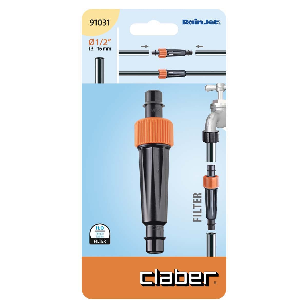 CLABER 91031 FILTRO IN LINEA PER TUBO DA 1/2" IRRIGAZIONE in prodotto EuroStore07 - Alatri, commercioVirtuoso.it