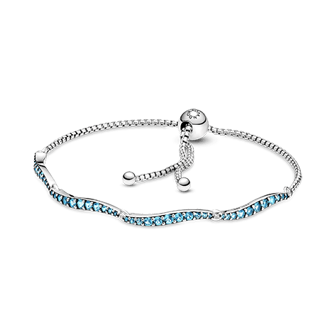 PANDORA Bracciale regolabile Onde blu