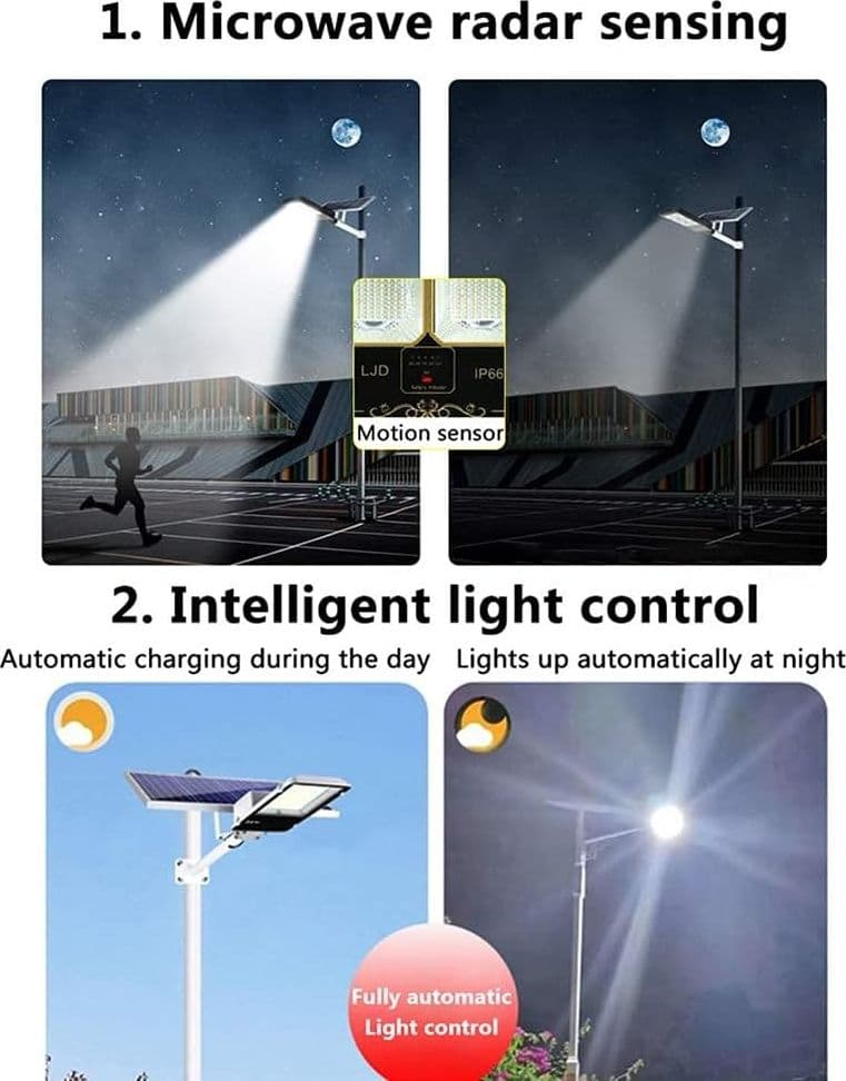 Led Solar Street Flood Lights 500W LAMPIONE SOLARE Sensore Di Movimento + Controllo Della Luce + Telecomando Ip66 in Luci di sicurezza Zencoccostore - Formia, commercioVirtuoso.it