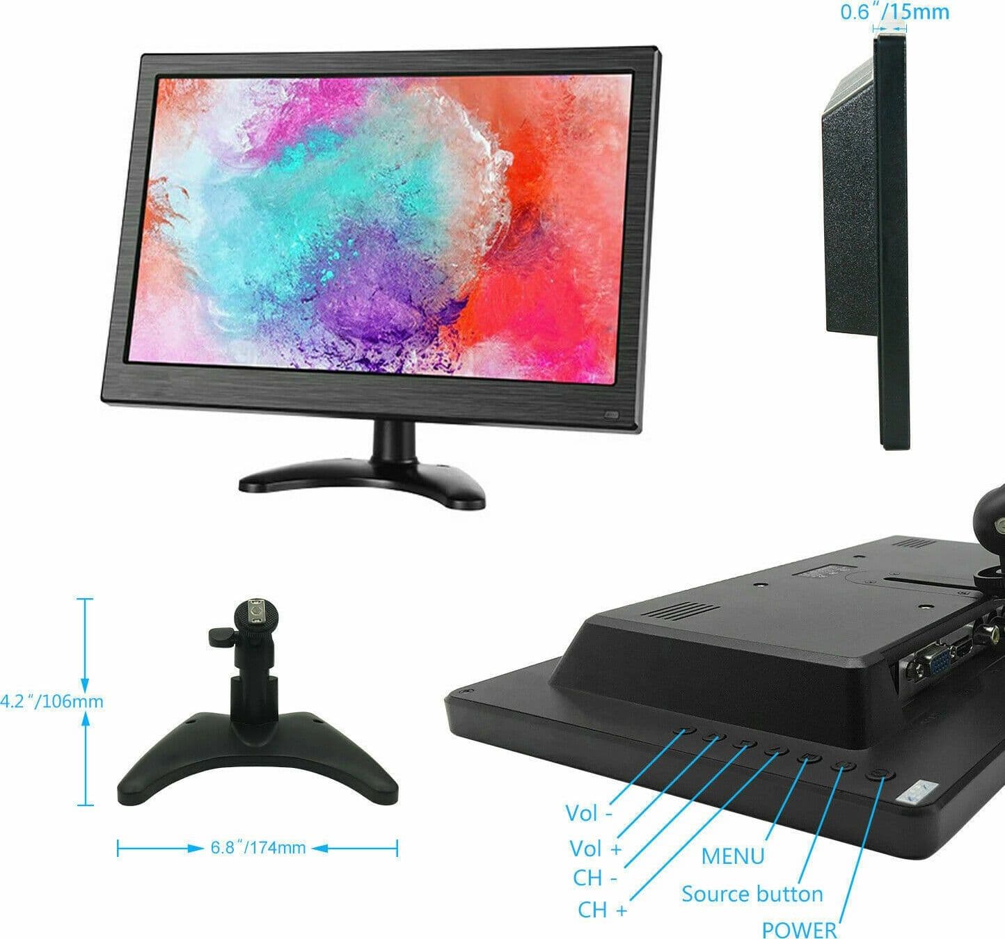 Monitor HDMI VGA Schermo LCD TFT 13.3 POLLICI 1080p Altoparlante BNC USB RCA in  Zencoccostore - Formia, commercioVirtuoso.it