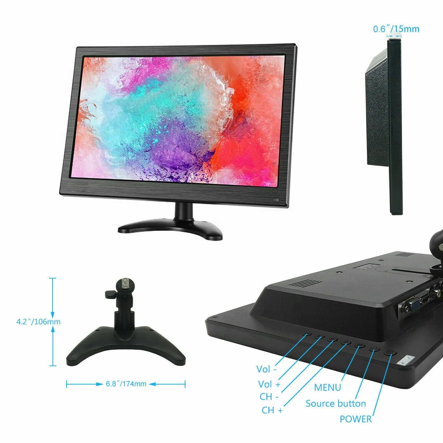 Monitor HDMI VGA Schermo LCD TFT 13.3 POLLICI 1080p Altoparlante BNC USB RCA in  Zencoccostore - Formia, commercioVirtuoso.it