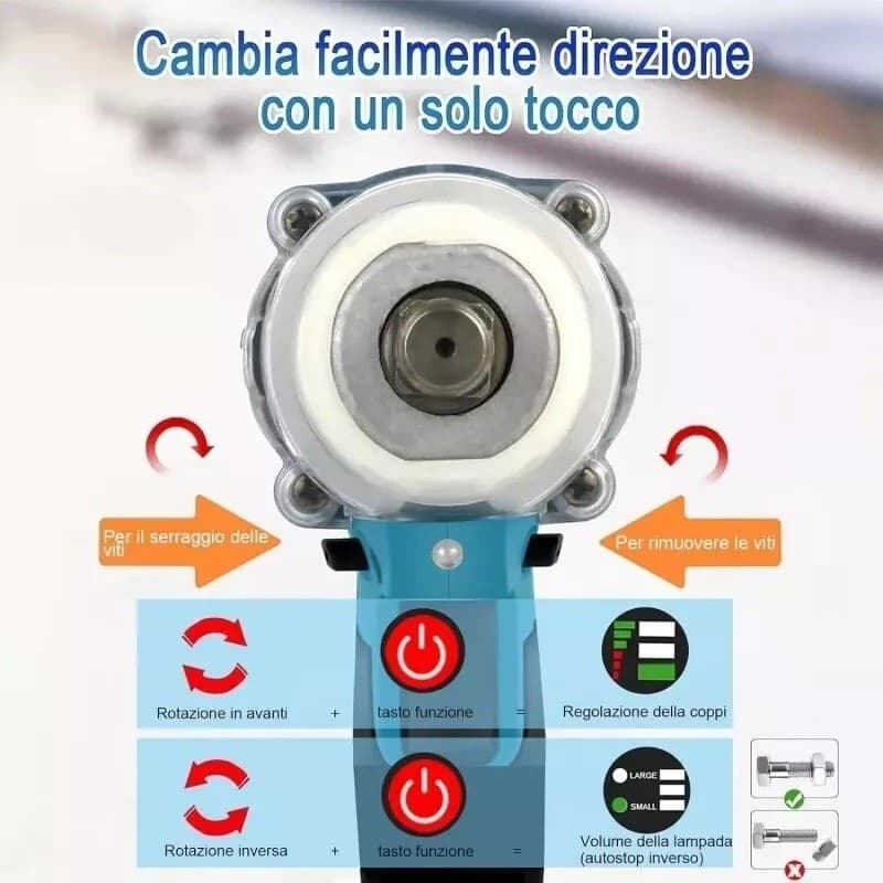 TRAPANO AVVITATORE A IMPULSI BRUSHLESS 400Nm DOPPIA BATTERIA CON 7 INSERTI in Avvitatori a massa battente Zencoccostore - Formia, commercioVirtuoso.it