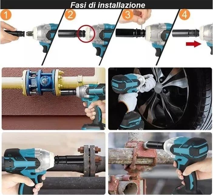 TRAPANO AVVITATORE A IMPULSI BRUSHLESS 400Nm DOPPIA BATTERIA CON 7 INSERTI in Avvitatori a massa battente Zencoccostore - Formia, commercioVirtuoso.it