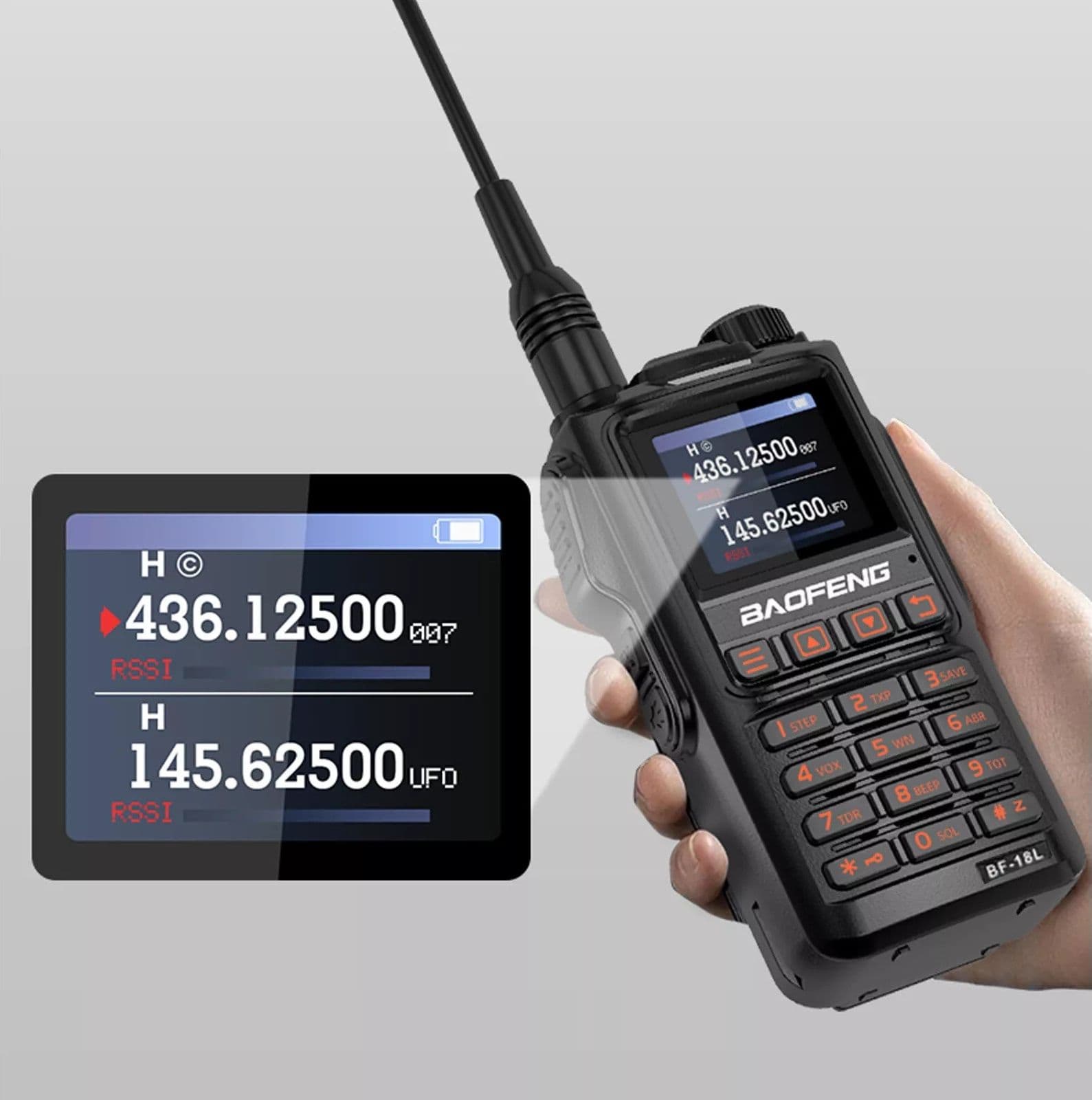 BAOFENG BF-18L radio bidirezionale TFT doppia banda ricaricabile walkie talkie 5W in Ricetrasmettitori Zencoccostore - Formia, commercioVirtuoso.it