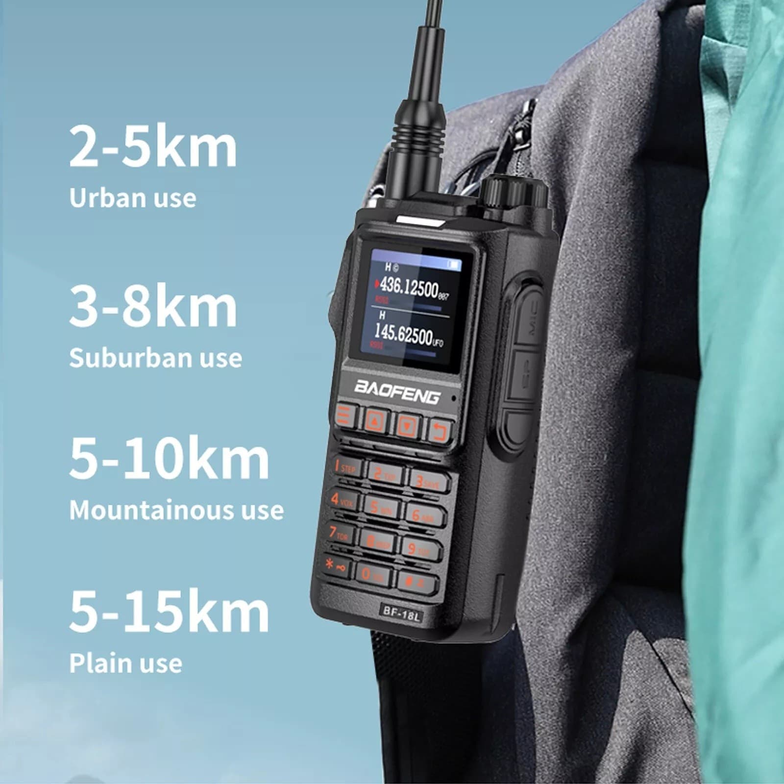 BAOFENG BF-18L radio bidirezionale TFT doppia banda ricaricabile walkie talkie 5W in Ricetrasmettitori Zencoccostore - Formia, commercioVirtuoso.it