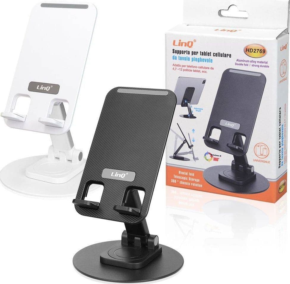 SUPPORTO STAFFA UNIVERSALE PIEGHEVOLE 360° DA TAVOLO PER TABLET SMARTPHONE HD2769 - 2