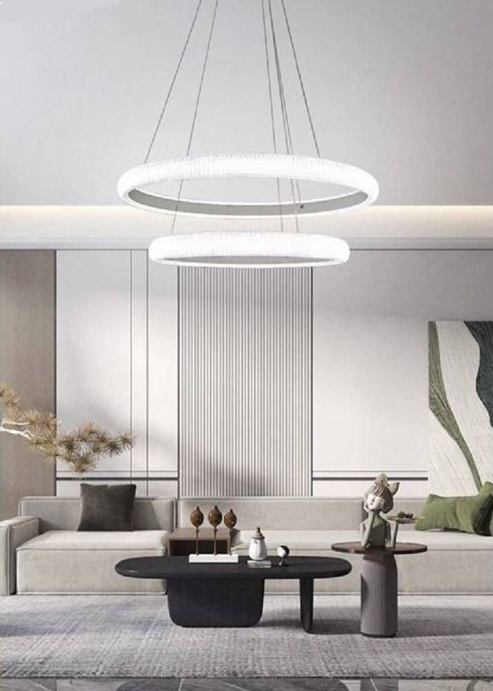 LAMPADARIO LED 51W A SOSPENSIONE 2 ANELLI CRISTALLI LUCE 6500K 3000K 4000K LP-38B in Lampade a sospensione Trade Shop italia - Napoli, commercioVirtuoso.it