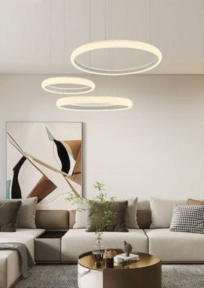 LAMPADARIO LED 60W A SOSPENSIONE 3 ANELLI CRISTALLI LUCE 3000K 6500K 4000K LP-39B in Lampade a sospensione Trade Shop italia - Napoli, commercioVirtuoso.it