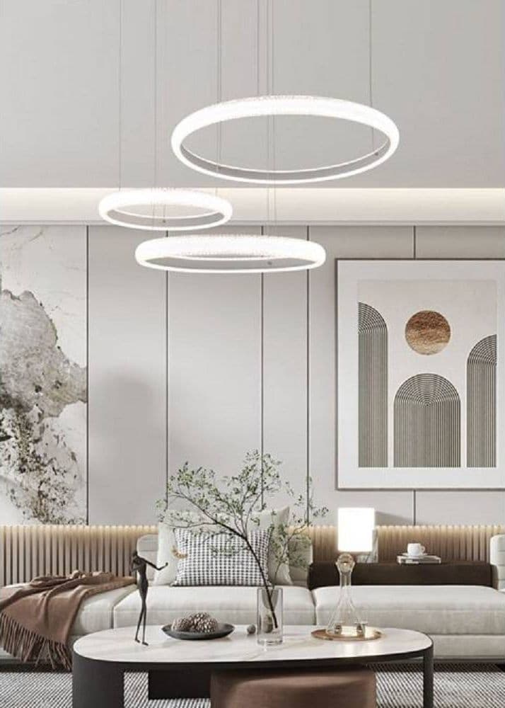 LAMPADARIO LED 60W A SOSPENSIONE 3 ANELLI CRISTALLI LUCE 3000K 6500K 4000K LP-39B in Lampade a sospensione Trade Shop italia - Napoli, commercioVirtuoso.it