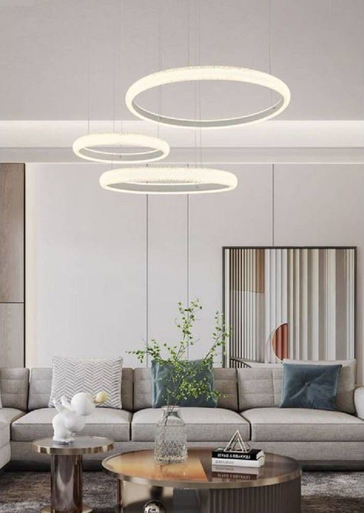 LAMPADARIO LED 60W A SOSPENSIONE 3 ANELLI CRISTALLI LUCE 3000K 6500K 4000K LP-39B in Lampade a sospensione Trade Shop italia - Napoli, commercioVirtuoso.it