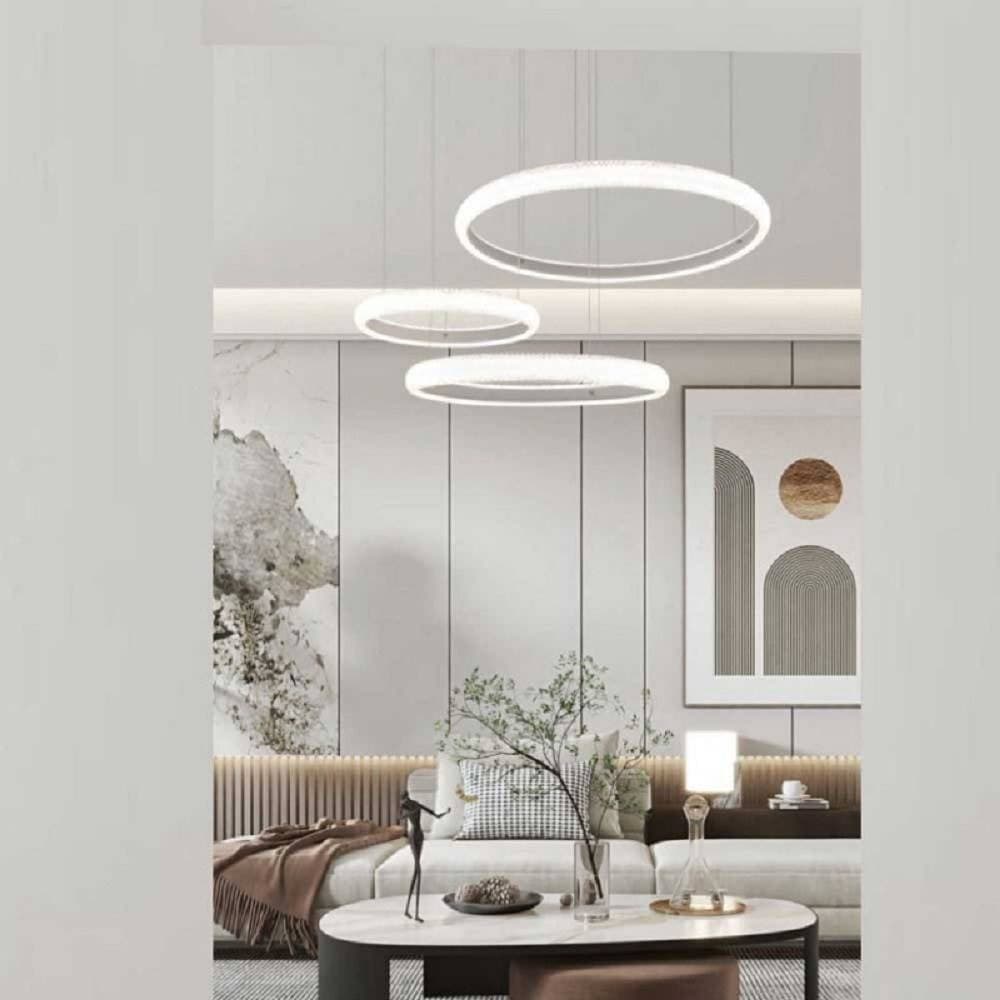 LAMPADARIO LED 60W A SOSPENSIONE 3 ANELLI CRISTALLI LUCE 3000K 6500K 4000K LP-39B in Lampade a sospensione Trade Shop italia - Napoli, commercioVirtuoso.it