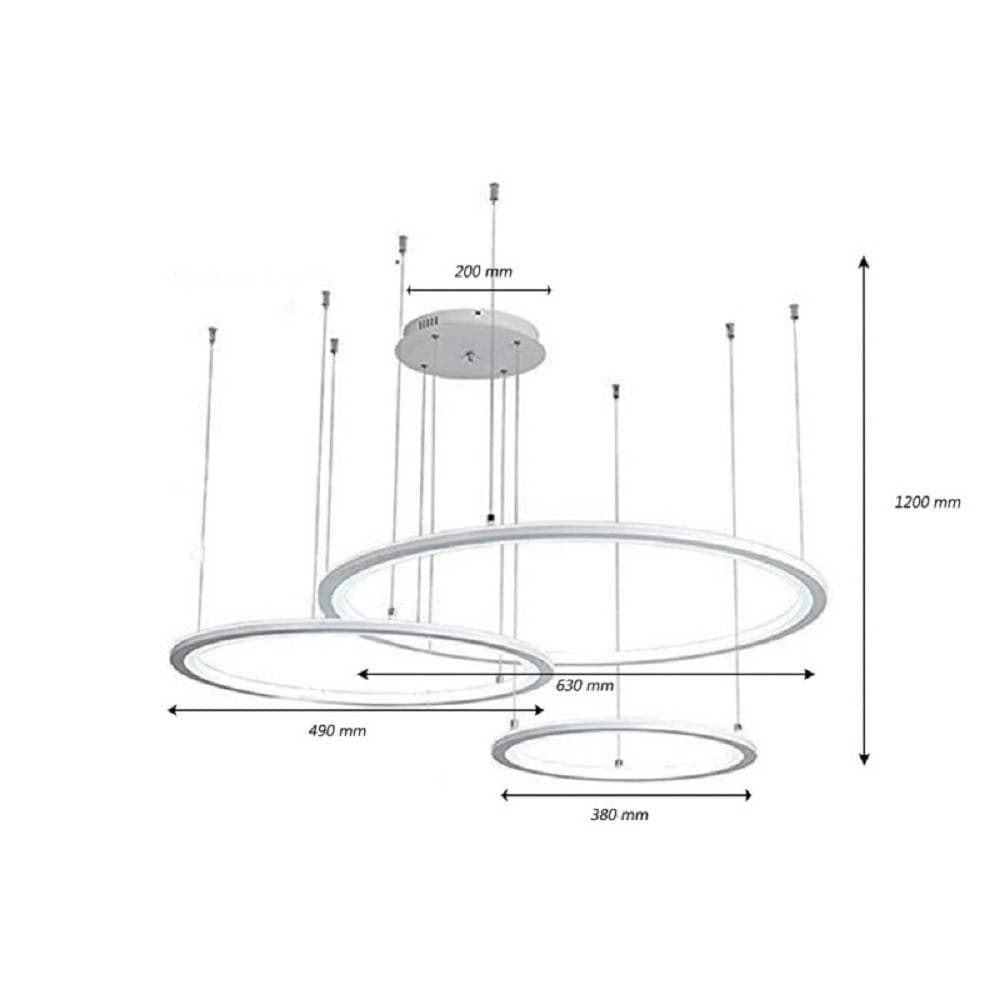 LAMPADARIO LED 60W A SOSPENSIONE 3 ANELLI CRISTALLI LUCE 3000K 6500K 4000K LP-39B in Lampade a sospensione Trade Shop italia - Napoli, commercioVirtuoso.it