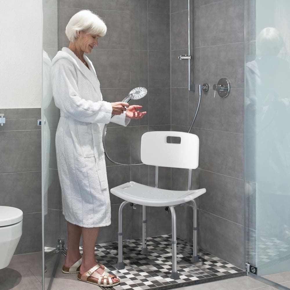Sedile da Doccia con Schienale in Alluminio Antiruggine e Altezza Regolabile in Sgabelli per doccia e bagno Danyx - Casoria, commercioVirtuoso.it