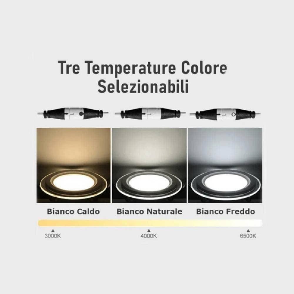 PANNELLO LED SLIM INCASSO BORDO IN VETRO 9W CCT TRE COLORAZIONI DI LUCE P94E-T3C in Faretti da soffitto Trade Shop italia - Napoli, commercioVirtuoso.it