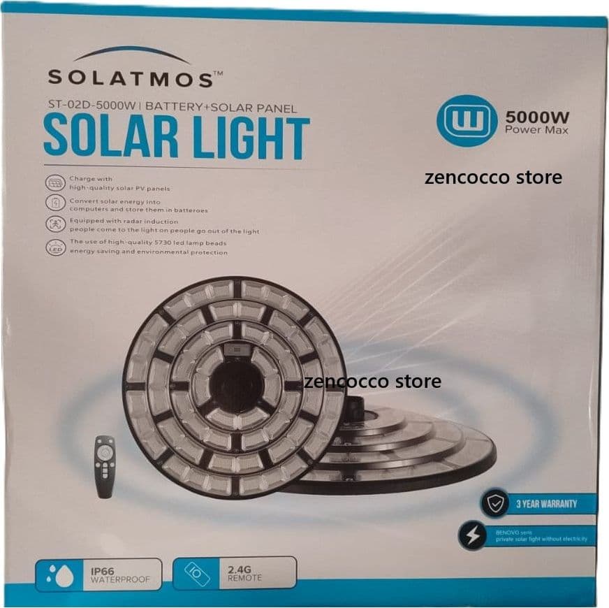 LAMPIONE SOLARE LED UFO 5000W FARO LUCE SENSORE CREPUSCOLARE E MOVIMENTO IP66 LM in Proiettori Zencoccostore - Formia, commercioVirtuoso.it