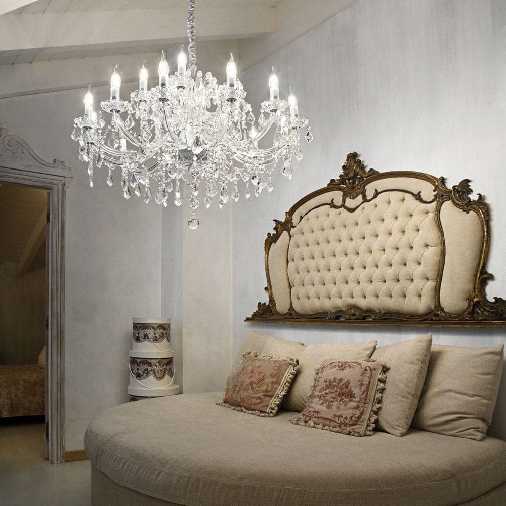 Lampadario Classico Napoleon Metallo-Cristallo Cromo 18 Luci E14 in Lampade a sospensione LuceArt - Montecorvino Pugliano, commercioVirtuoso.it