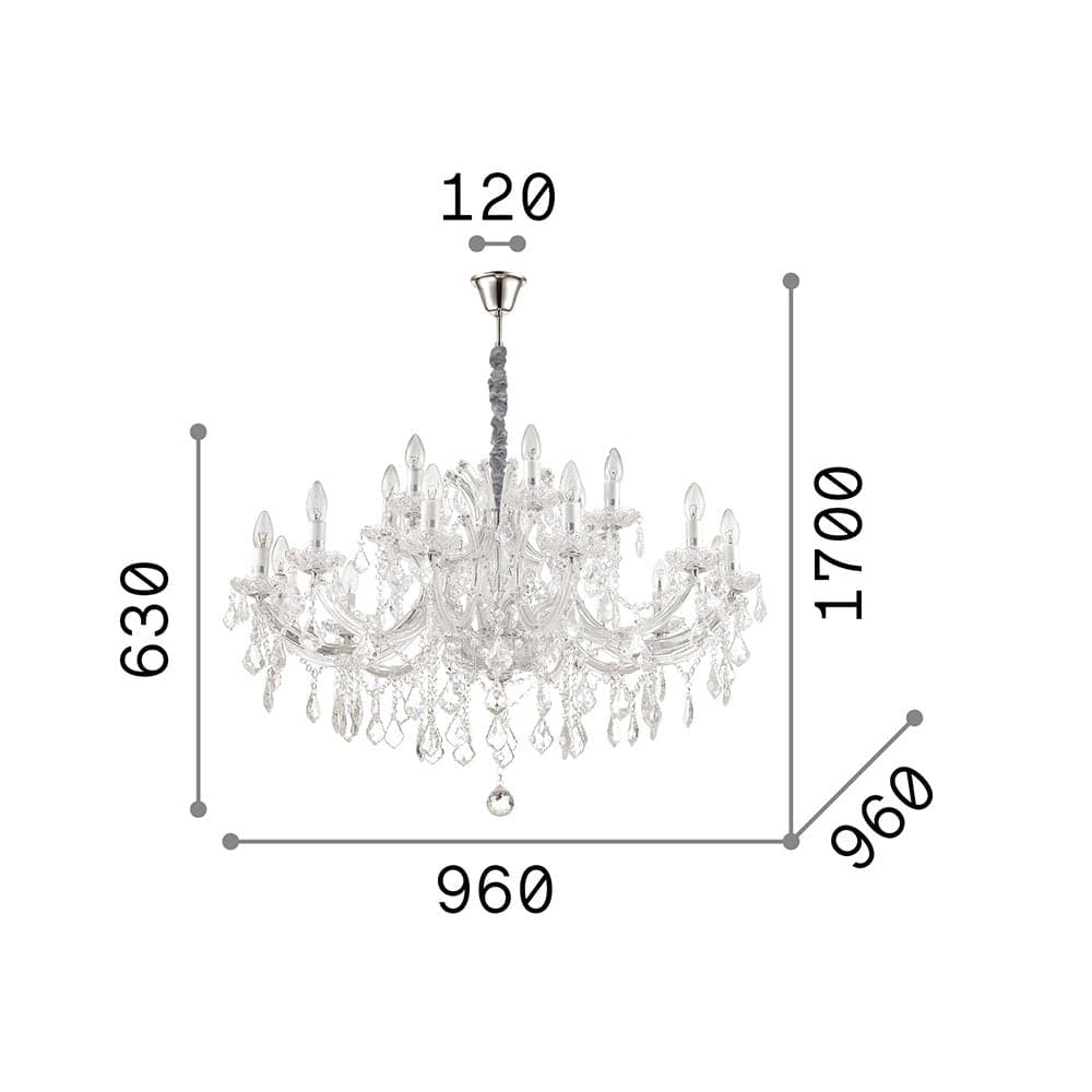Lampadario Classico Napoleon Metallo-Cristallo Cromo 18 Luci E14 in Lampade a sospensione LuceArt - Montecorvino Pugliano, commercioVirtuoso.it