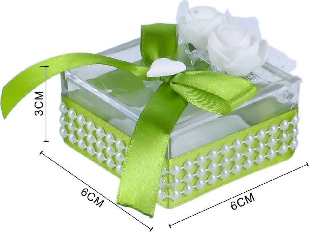 SET 12 PEZZI BOMBONIERA BOMBONIERE COFANETTO PLASTICA VERDE INVITO PORTACONFETTI in Bomboniere Trade Shop italia - Napoli, commercioVirtuoso.it