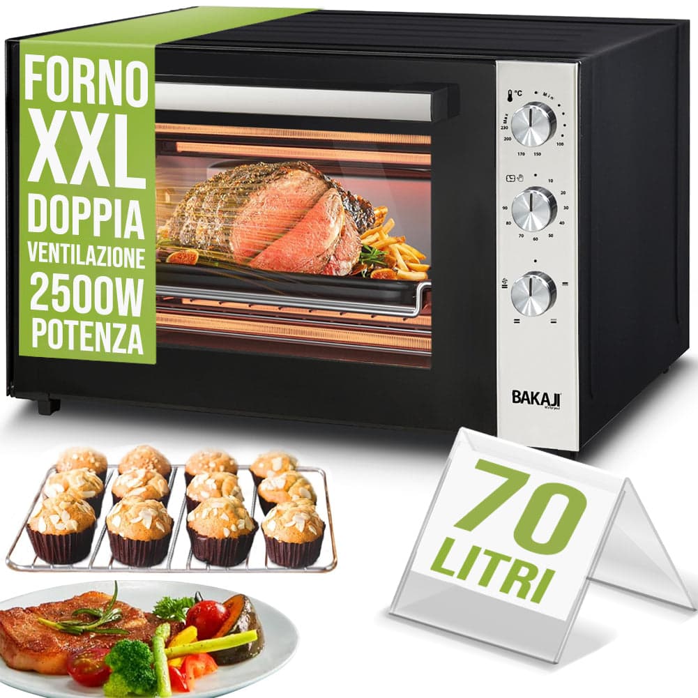 Forno Elettrico XXL 70LT Ventilato 2500W con Timer Segnale Acustico e Luce Interna in Fornetti elettrici Danyx - Casoria, commercioVirtuoso.it