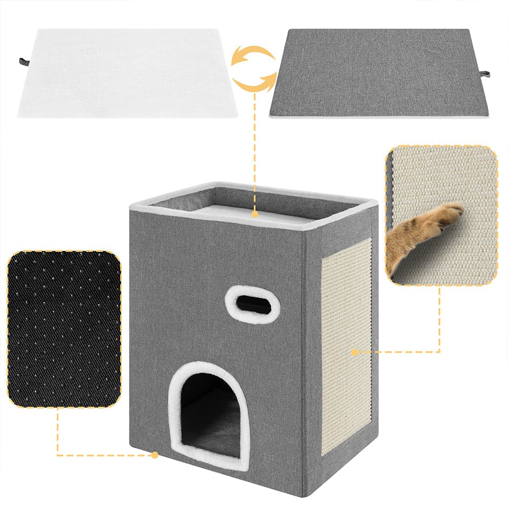 Cuccia Verticale per Gatti Tiragraffi Casetta Animali 48x37.5x63 cm Grigio in Alberi tiragraffi Danyx - Casoria, commercioVirtuoso.it