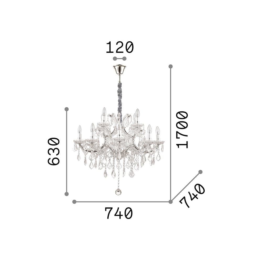 Lampadario Classico Napoleon Metallo-Cristallo Oro 12 Luci E14 in Lampade a sospensione LuceArt - Montecorvino Pugliano, commercioVirtuoso.it