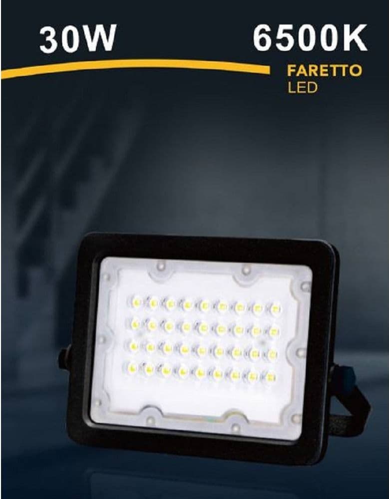 FARO FARETTO LED PROIETTORE ESTERNO NERO 30W IP65 LUCE 6500K 4000K 3000K FS30W-N in Proiettori Trade Shop italia - Napoli, commercioVirtuoso.it