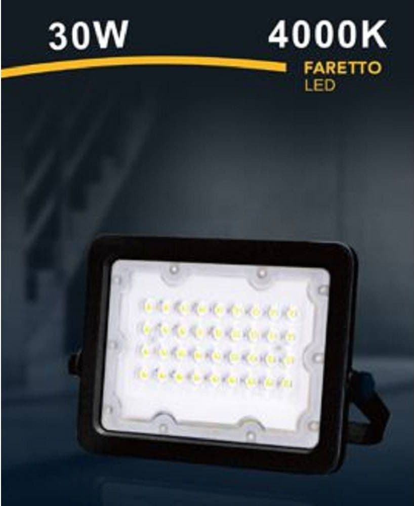 FARO FARETTO LED PROIETTORE ESTERNO NERO 30W IP65 LUCE 6500K 4000K 3000K FS30W-N in Proiettori Trade Shop italia - Napoli, commercioVirtuoso.it