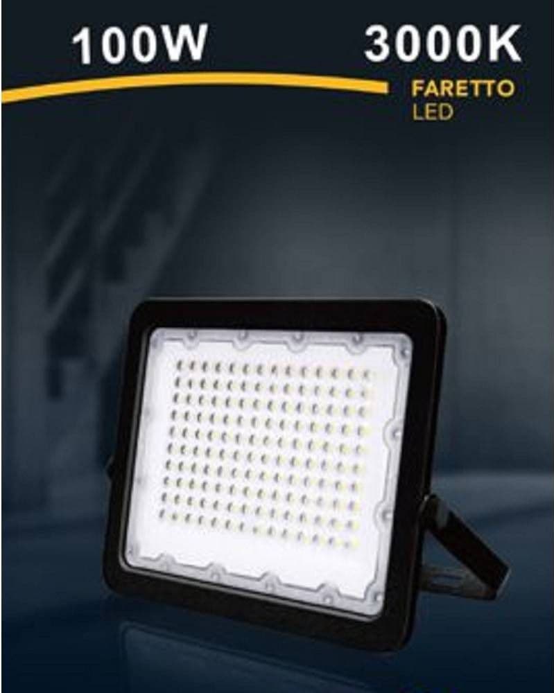 FARO LED 100W FARETTO ULTRA SLIM ESTERNO NERO IP65 LUCE 6500K 4000K 3000K FS100W-N in Proiettori Trade Shop italia - Napoli, commercioVirtuoso.it