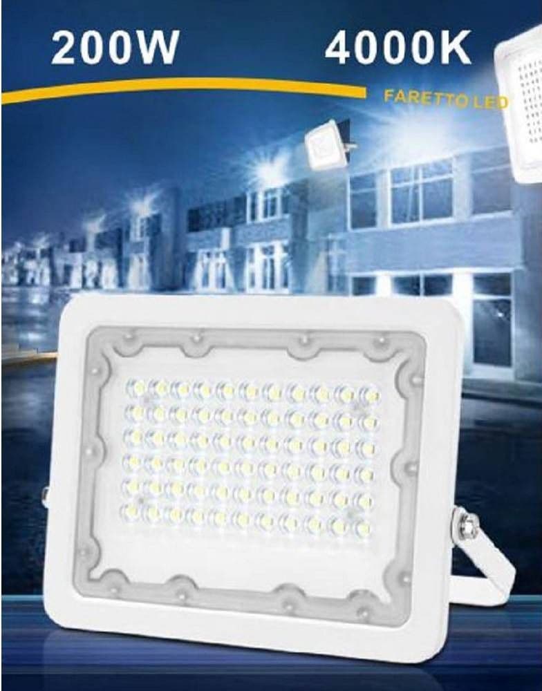 FARO LED 200 WATT ULTRA SLIM ESTERNO BIANCO IP65 LUCE 6500K 4000K 3000K FS200W-B in Proiettori Trade Shop italia - Napoli, commercioVirtuoso.it
