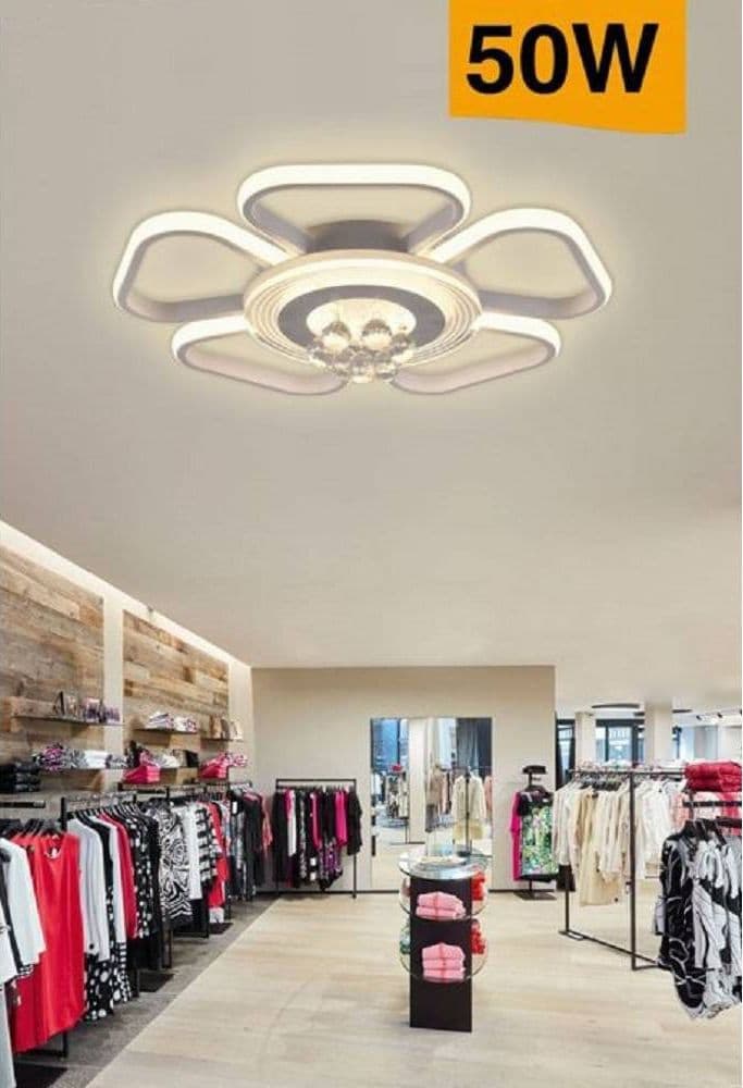 PLAFONIERA LED 50W FORMA FIORE CON PENDENTI MODERNA LUCE 6500K 3000K 4000K C42-B in Plafoniere Trade Shop italia - Napoli, commercioVirtuoso.it