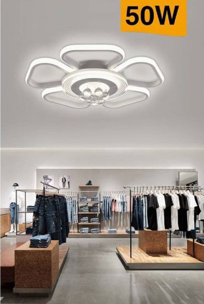 PLAFONIERA LED 50W FORMA FIORE CON PENDENTI MODERNA LUCE 6500K 3000K 4000K C42-B in Plafoniere Trade Shop italia - Napoli, commercioVirtuoso.it
