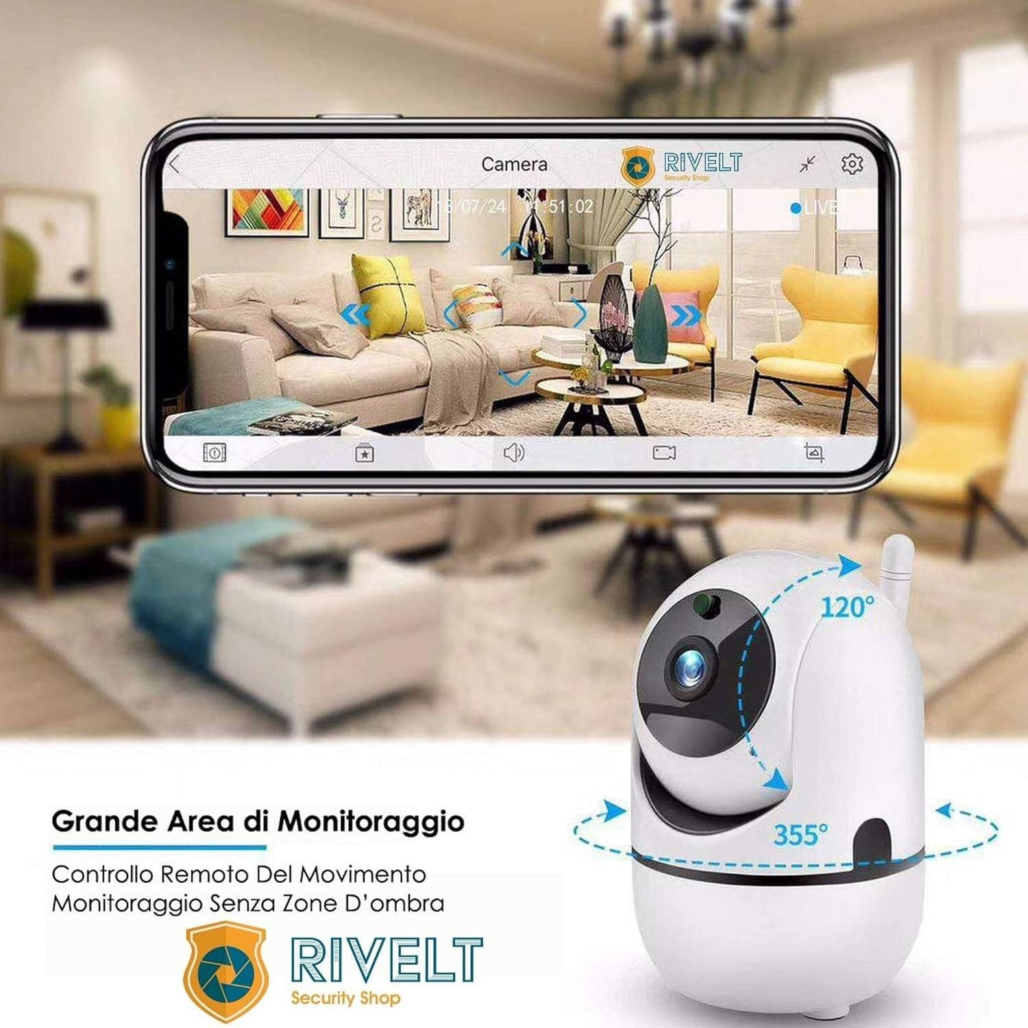 TELECAMERA WI-FI VIDEOCAMERA DI SORVEGLIANZA ROTAZIONE 360° IP CAM BABY MONITOR in Dom camera Trade Shop italia - Napoli, commercioVirtuoso.it