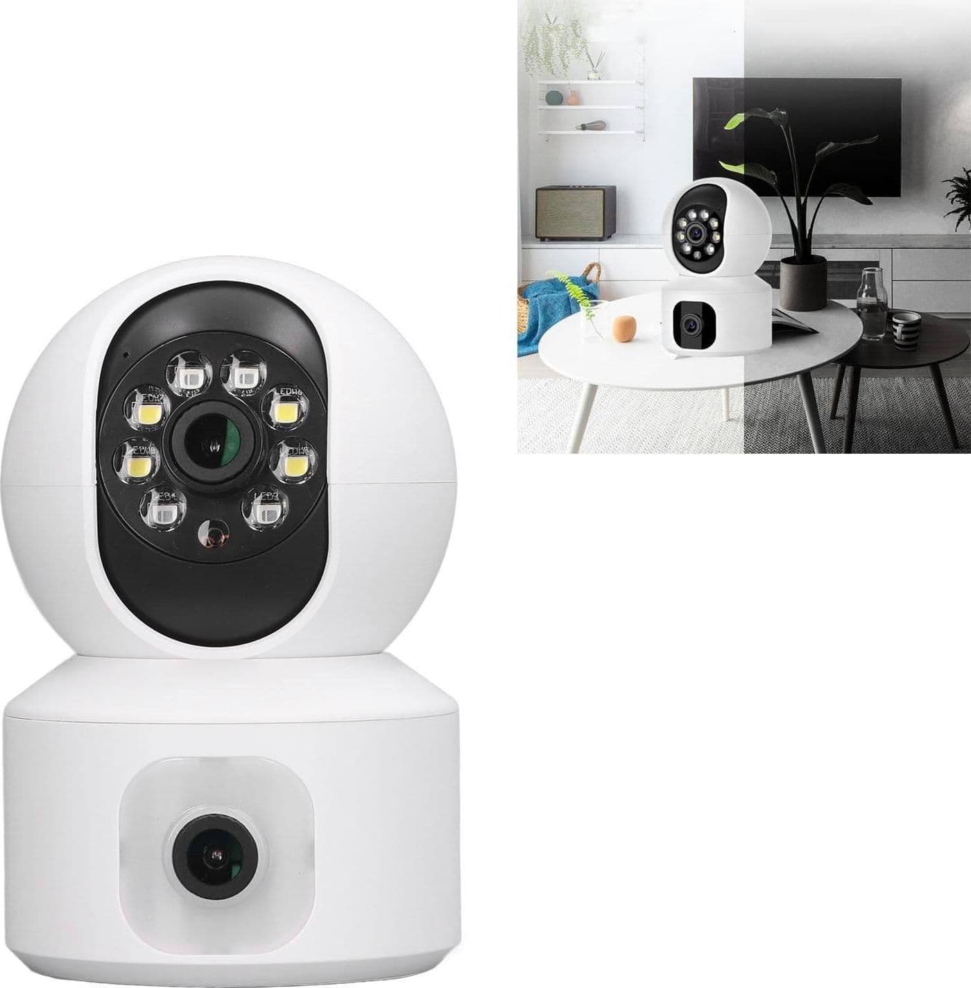 TELECAMERA WI-FI DOPPIA VIDEOCAMERA DI SORVEGLIANZA MOTORIZZATA 360° IP44 APP in Dom camera Trade Shop italia - Napoli, commercioVirtuoso.it