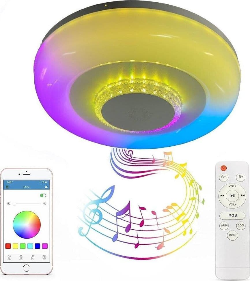 PLAFONIERA SOFFITTO LUCE LED RGB BLUETOOTH CASSA TELECOMANDO DIMMERABILE C44-RGB-O in Plafoniere Trade Shop italia - Napoli, commercioVirtuoso.it