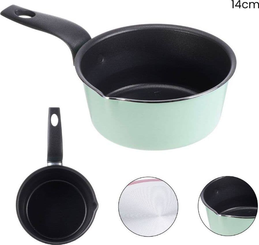 CASSERUOLA CONICA CON MANICO ACCESSORI PER CUCINARE PENTOLA ANTIADERENTE CM14 - 2