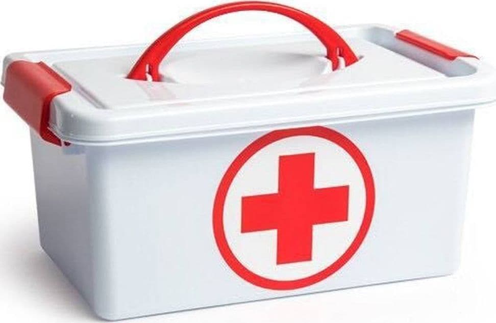 CASSETTA CON MANICO PRONTO SOCCORSO SANITARIA CONTENITORE MEDICINALI 29X18X13CM - 2