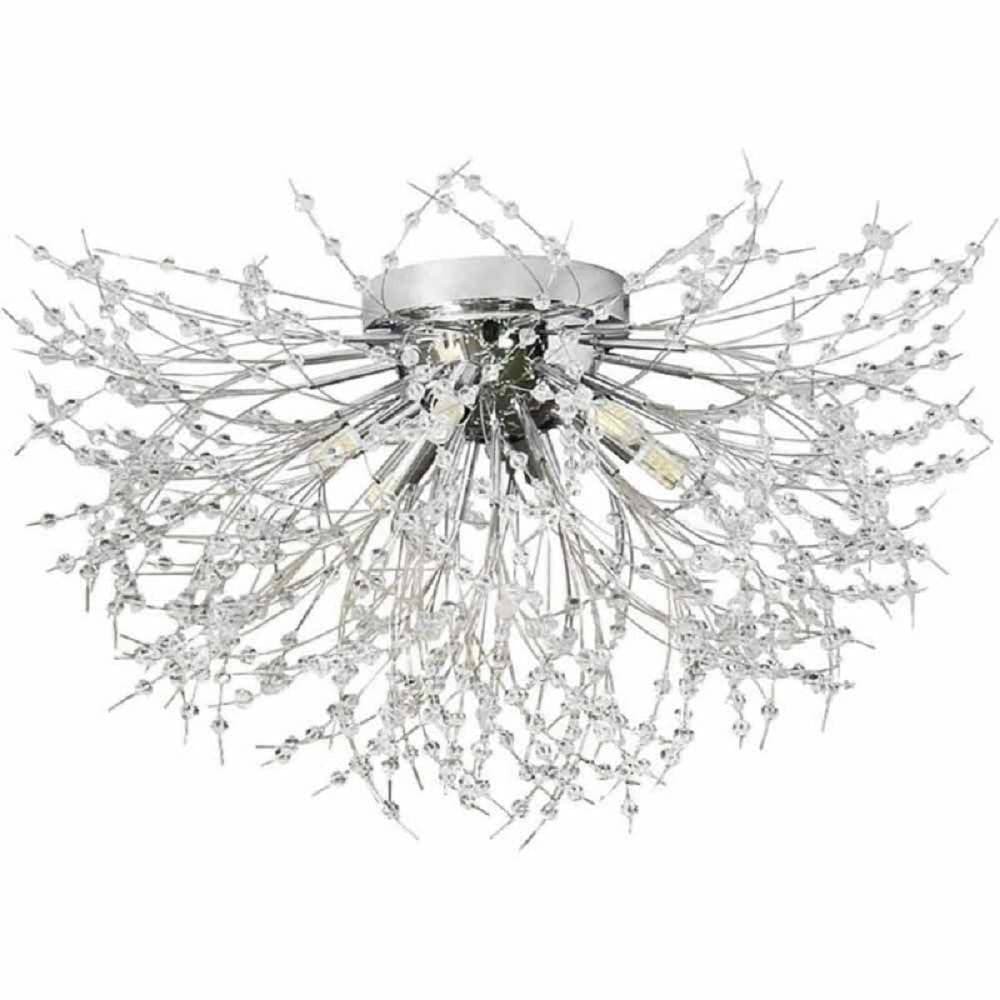 Lampadario Soffitto Plafoniera Argento Moderna Cristalli Fuochi Artificio G9 Pn-13a