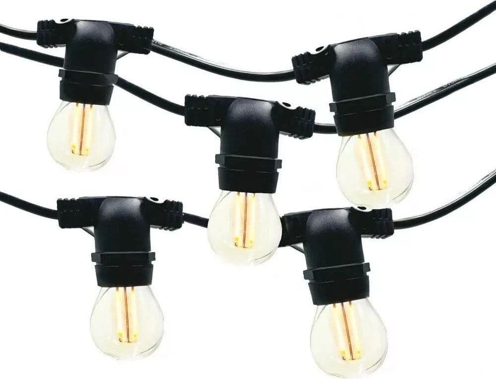 Catena Stringa NERA luminosa 5mt prolungabile 10 Lampade LED e27 luce CALDA ip44 in Catene luminose Zencoccostore - Formia, commercioVirtuoso.it