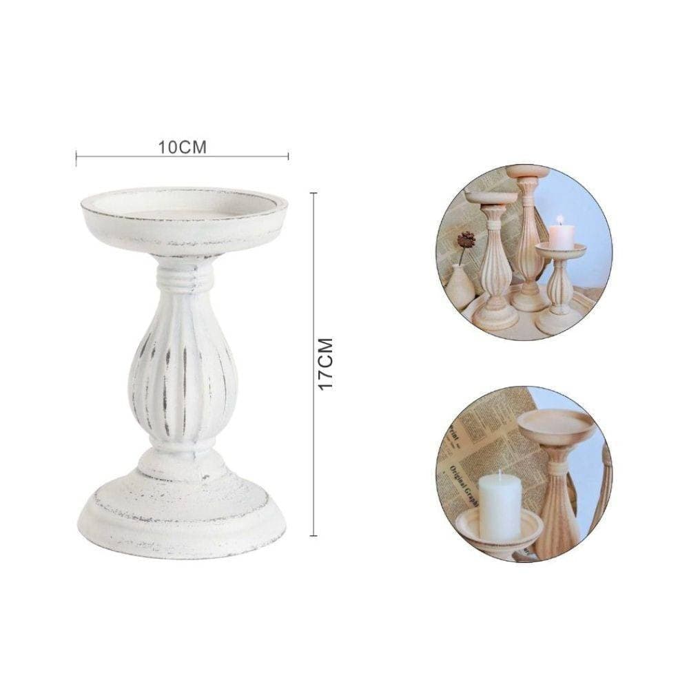CANDELABRO CANDELIERE EFFETTO VINTAGE BIANCO PORTA CANDELE ATMOSFERA NATALIZIA - 2