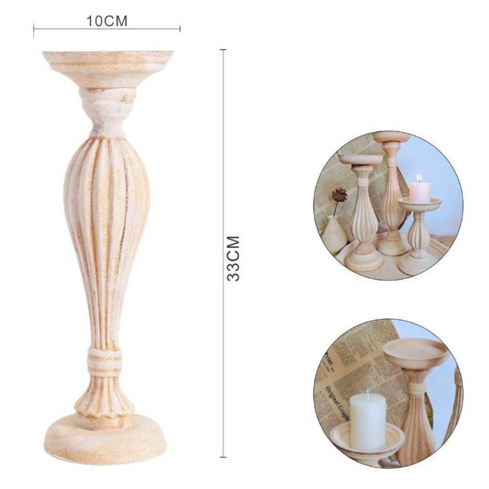 Candelabro Candeliere Effetto Vintage Beige Porta Candele 10x33 Oggetto Natale
