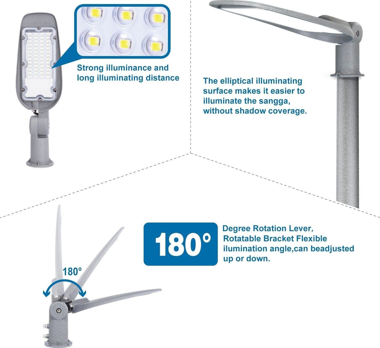 Lampione Stradale LED 300W 400W base regolabile Luce Fredda 6000K 120lm/W IP66 in Lampioni Zencoccostore - Formia, commercioVirtuoso.it