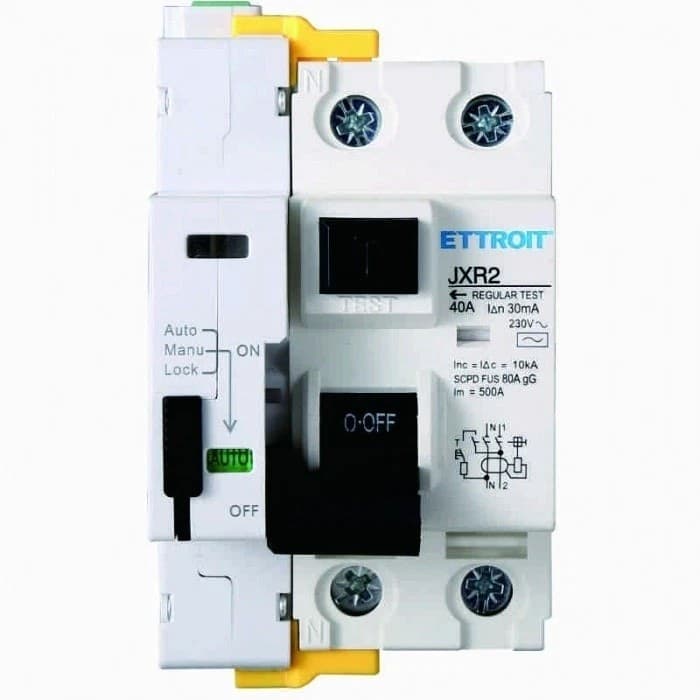 INTERRUTTORE DIFFERENZIALE SALVAVITA RIARMO AUTOMATICO 3 MODULI 2P 40A 230V 30mA - JXR2 in Interruttori di corrente Zencoccostore - Formia, commercioVirtuoso.it