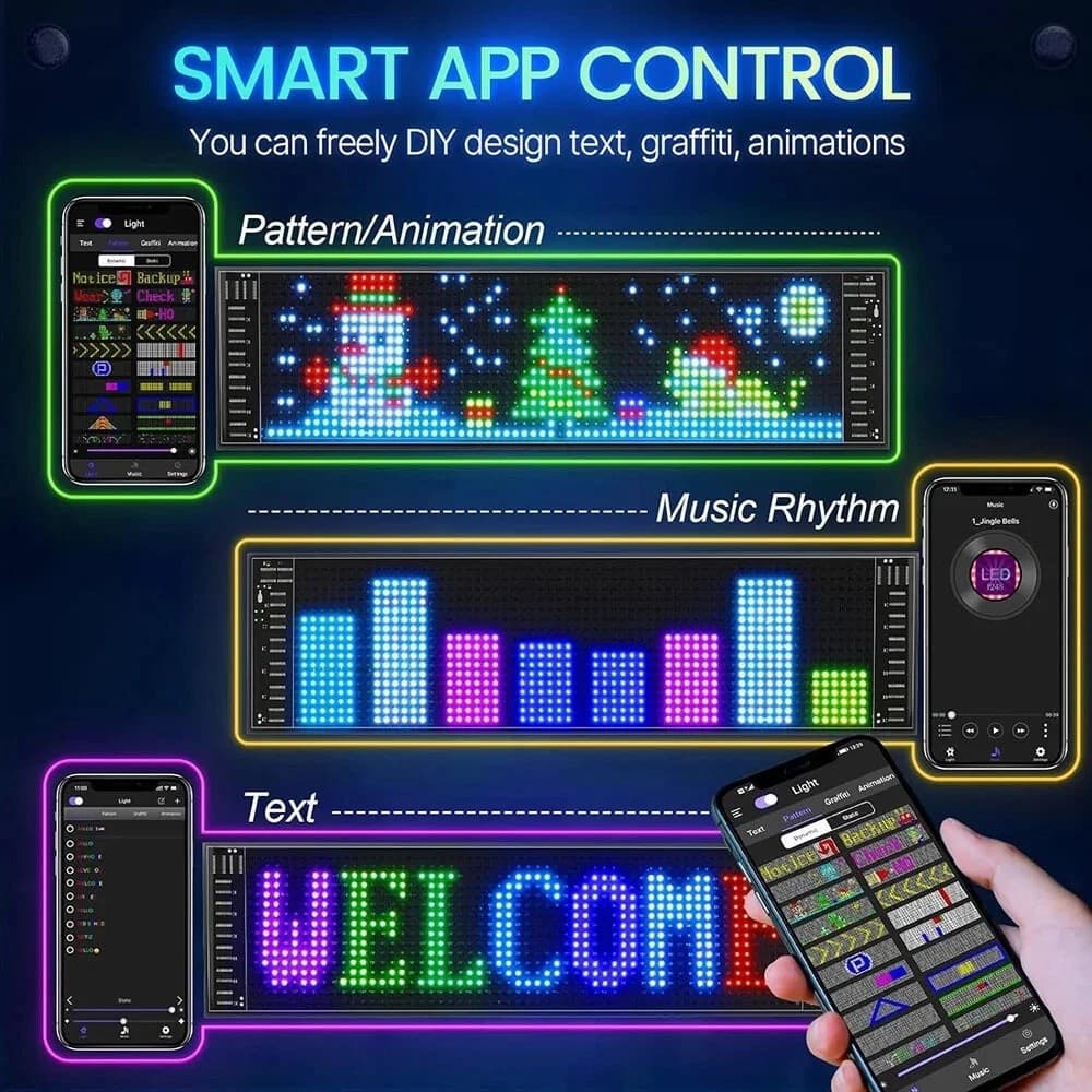 LED Matrix Pixel Pannello Bluetooth App USB 5v Controllo Scorrimento Pubblicitario IP65 in Insegne luminose Zencoccostore - Formia, commercioVirtuoso.it