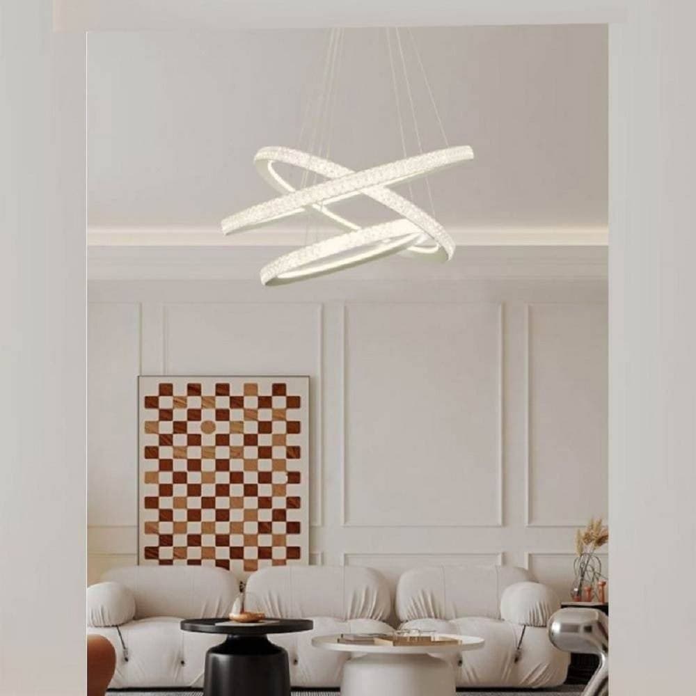 LAMPADARIO LED 132 W BIANCA 3 ANELLI CON CRISTALLI LUCE 6500K 3000K 4000K LP-33B in Lampadari Trade Shop italia - Napoli, commercioVirtuoso.it