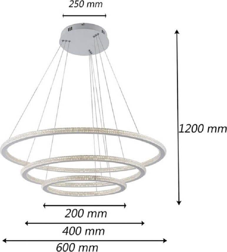LAMPADARIO LED 132 W BIANCA 3 ANELLI CON CRISTALLI LUCE 6500K 3000K 4000K LP-33B in Lampadari Trade Shop italia - Napoli, commercioVirtuoso.it