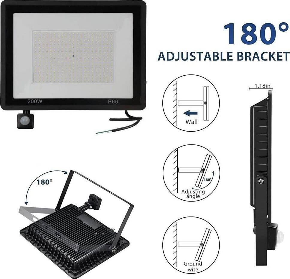 FARO LED DA ESTERNO CON SENSORE CREPUSCOLARE 200 W LUCE FREDDA CON STAFFA G6200 in Lampade da parete Trade Shop italia - Napoli, commercioVirtuoso.it